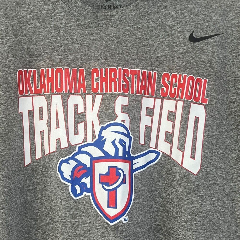 Nike Dri-FIT Men's T-Shirt Oklahoma Christian School Track Field Gray L Teeneger - Picture 4 of 10